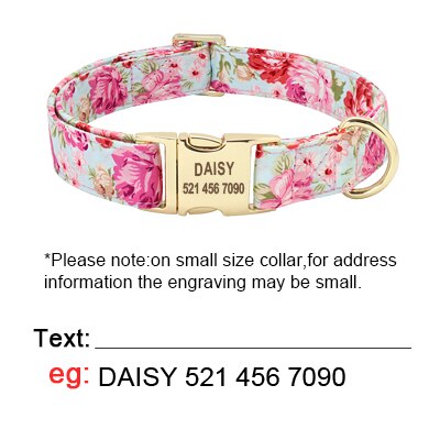 Personalized Printed Dog Collar Leash Set